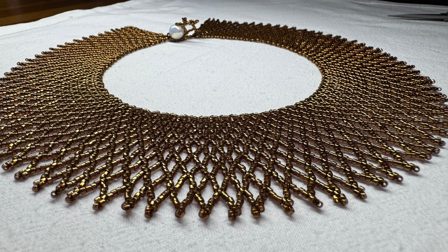 Preorder(30 days), HOLY BRANCHES, Lace Seed Bead Necklace 11/0 - Tabernacle Hands