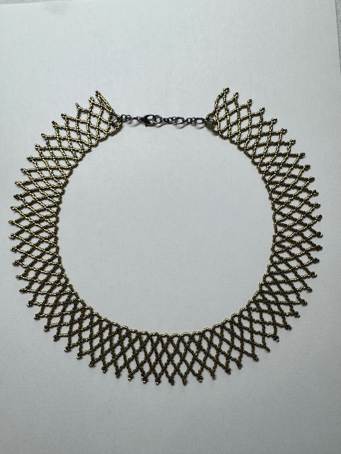 PREORDER (90 days) Handmade, ASHER, Lace Seed Bead Necklace 11/0 - Tabernacle Hands